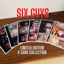 SIX GUYS. 6 x Postcard Movie Stills. Signed by Artist. Limited to 100 prints